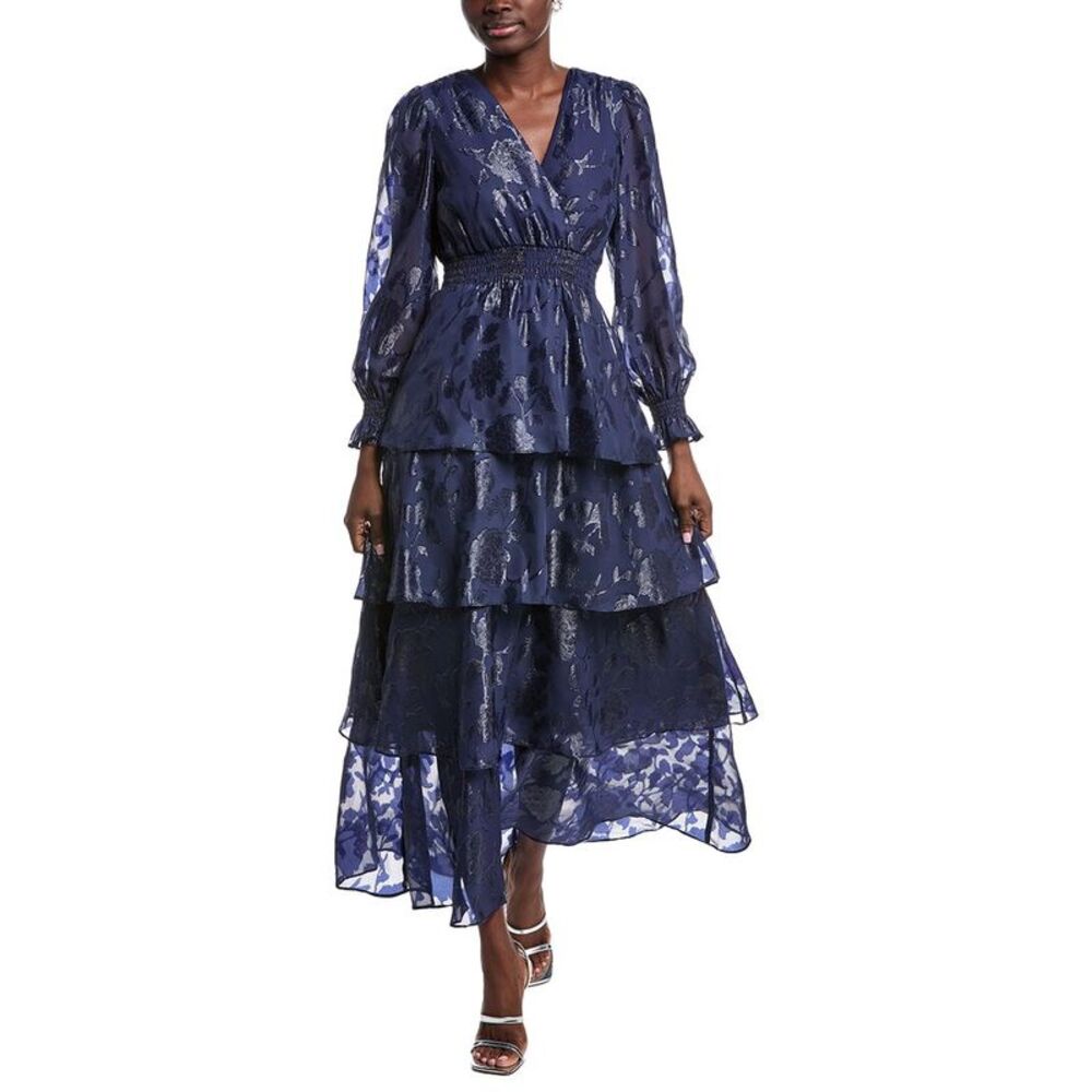Anne Klein Navy Blue Tiered Maxi Dress
